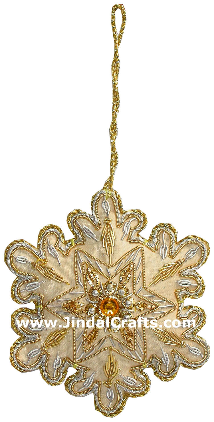 Hand Embroidered Zari Christmas Hangings Ornament India
