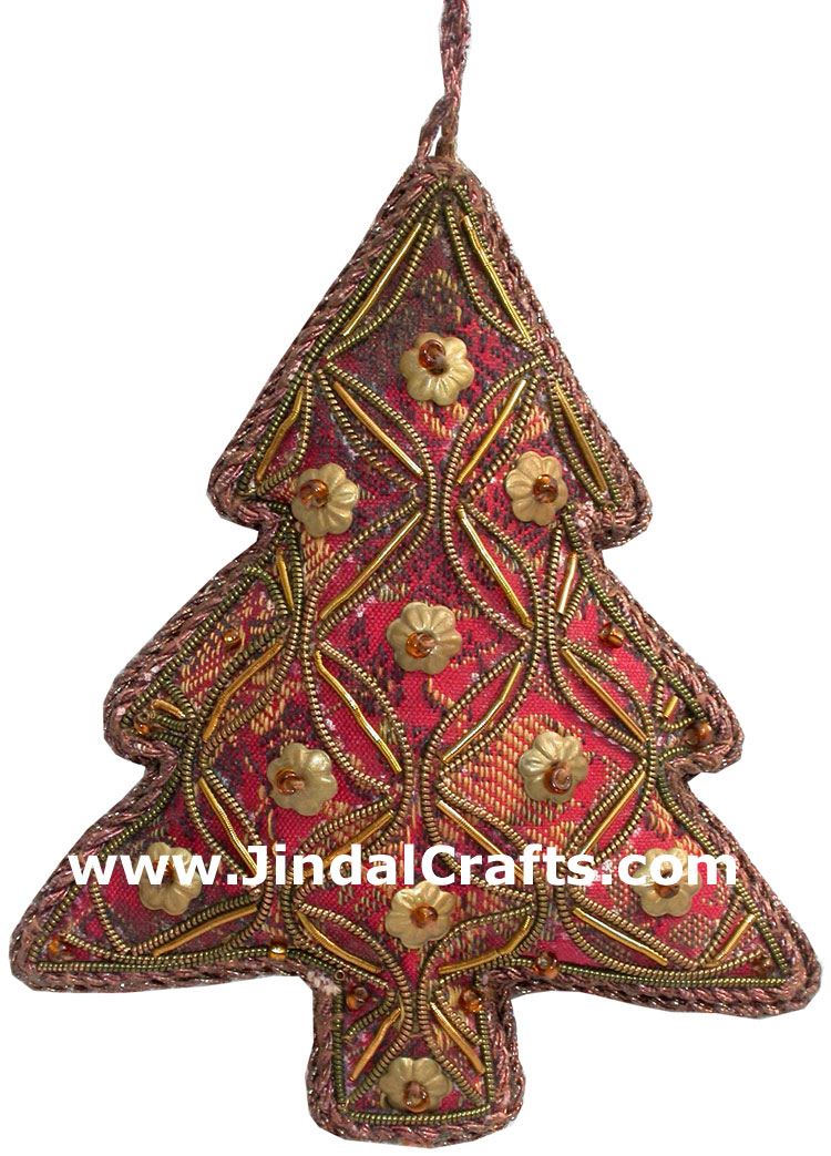 Hand Embroidered Zari Christmas Hangings Ornament India