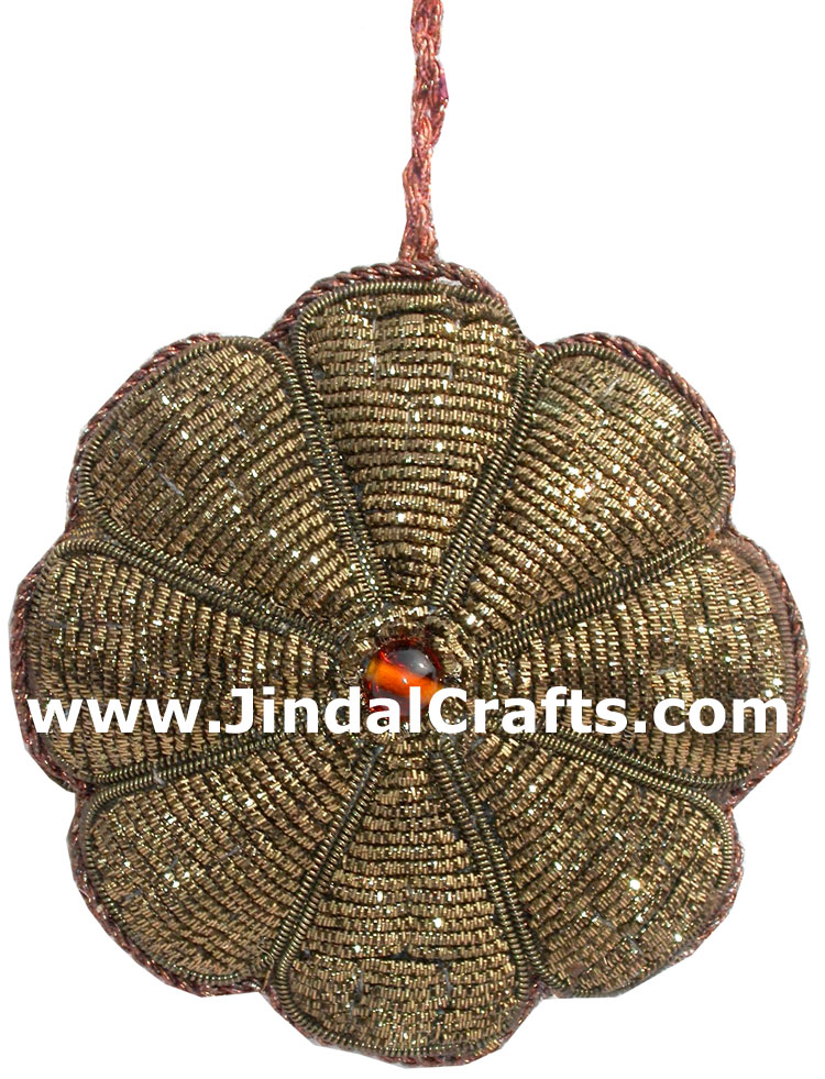 Hand Embroidered Zari Christmas Hangings Ornament India