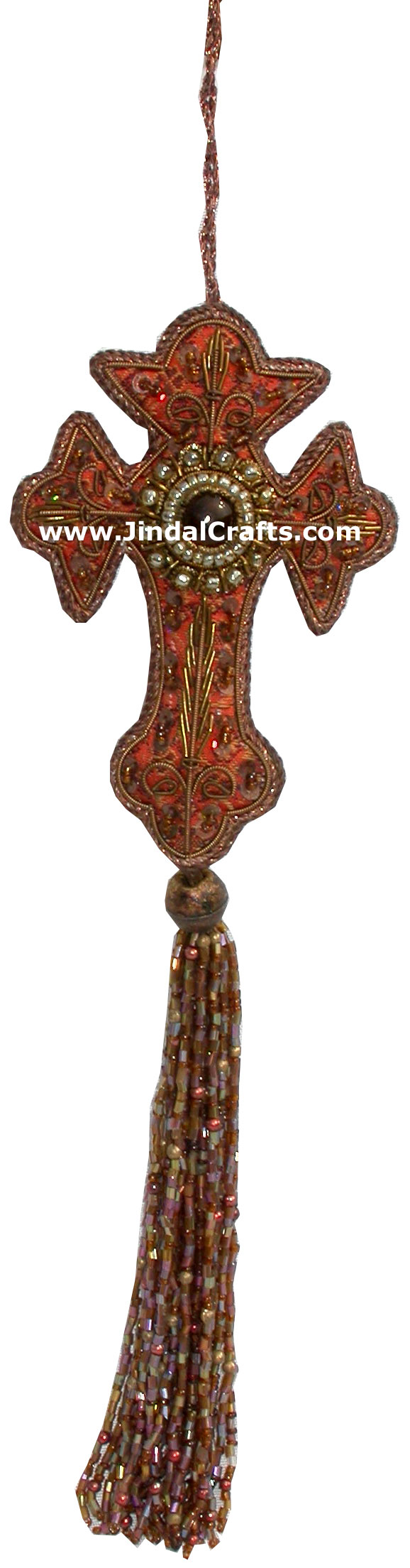 Hand Embroidered Zari Christmas Hangings Ornament India