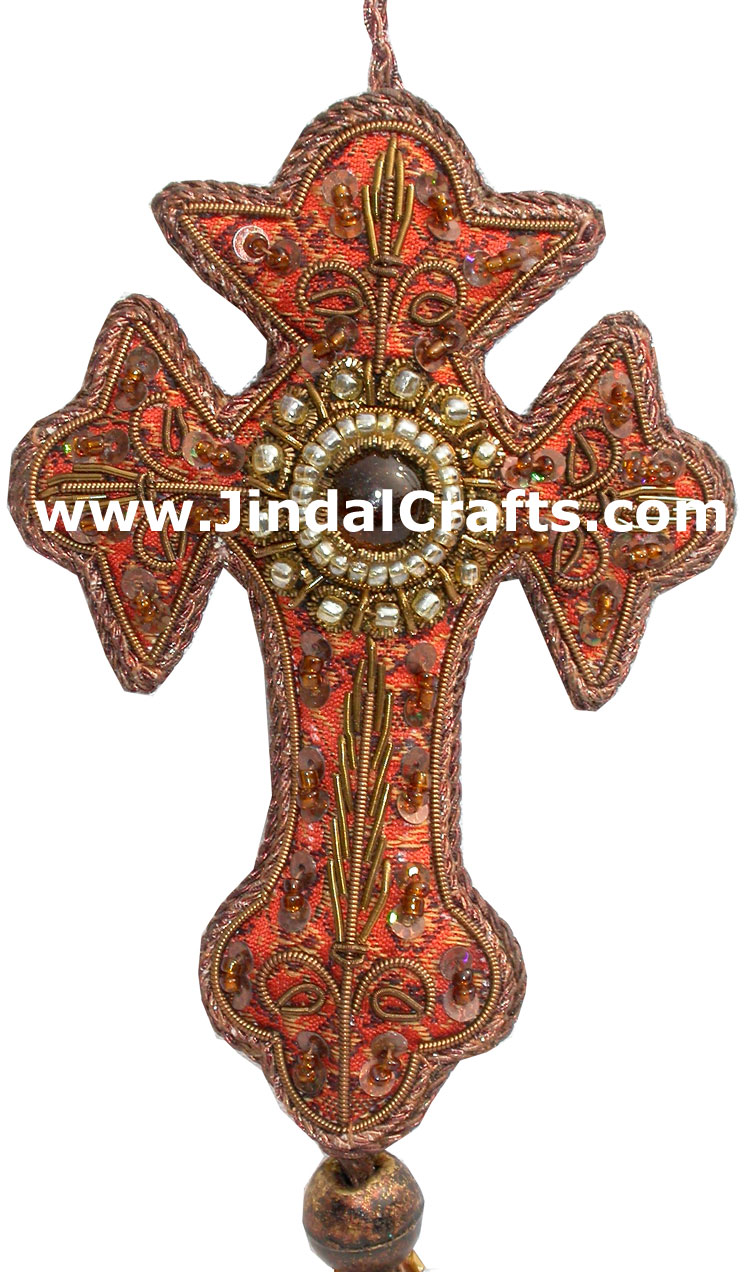 Hand Embroidered Zari Christmas Hangings Ornament India