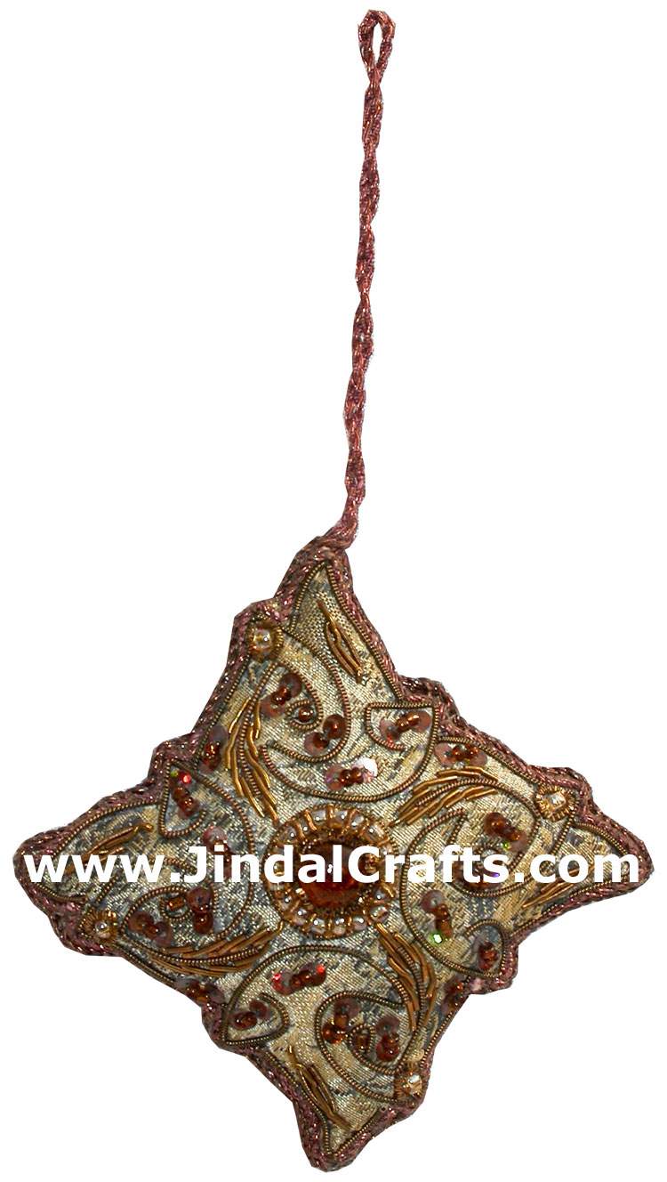 Hand Embroidered Zari Christmas Hangings Ornament India