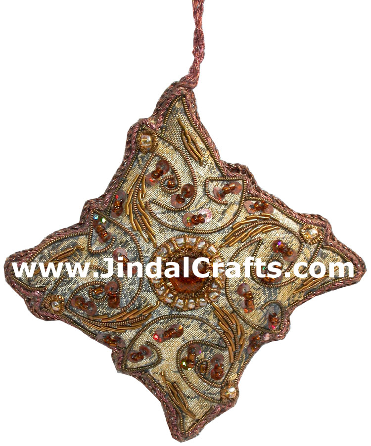 Hand Embroidered Zari Christmas Hangings Ornament India
