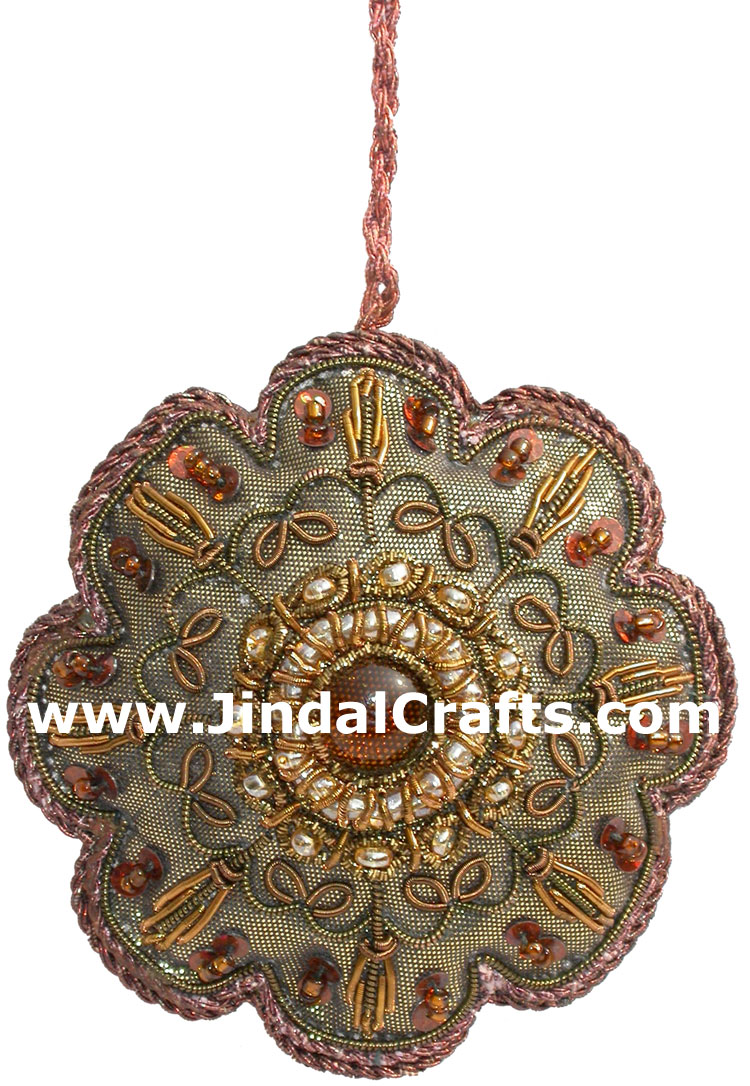 Hand Embroidered Zari Christmas Hangings Ornament India