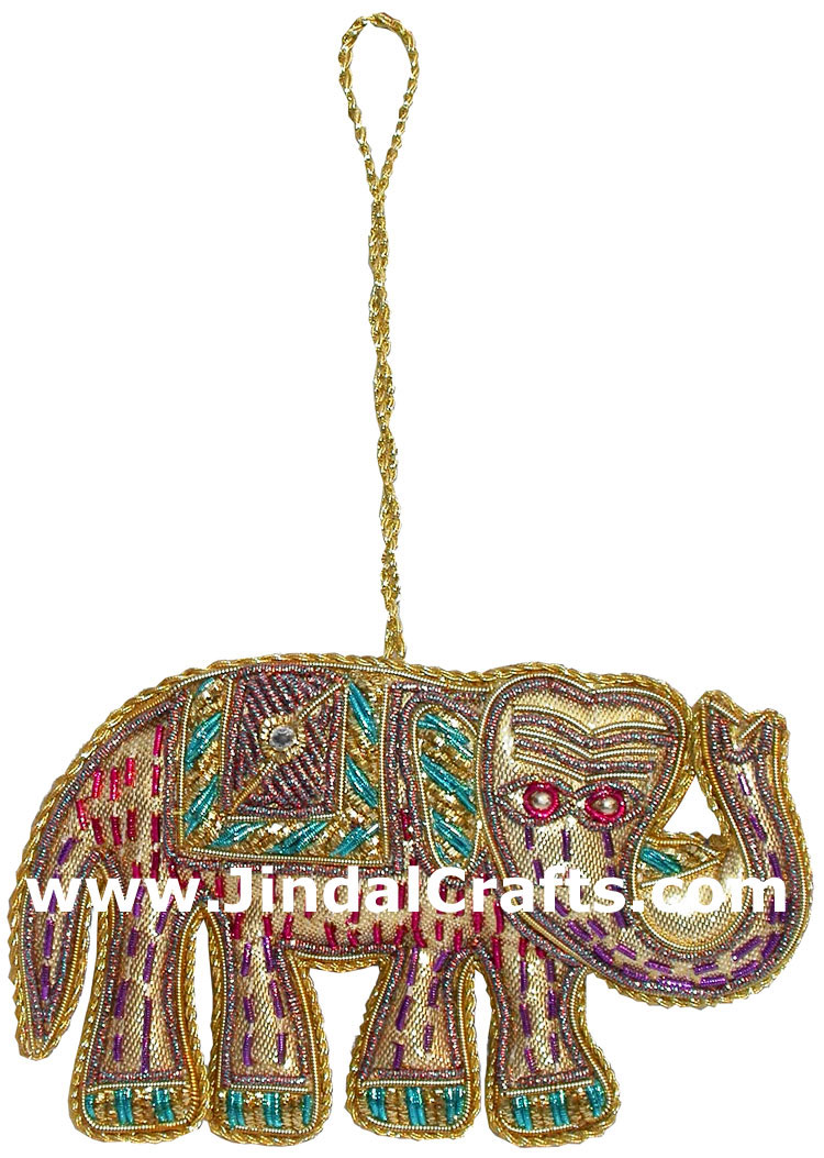 Hand Embroidered Zari Christmas Hangings Ornament India