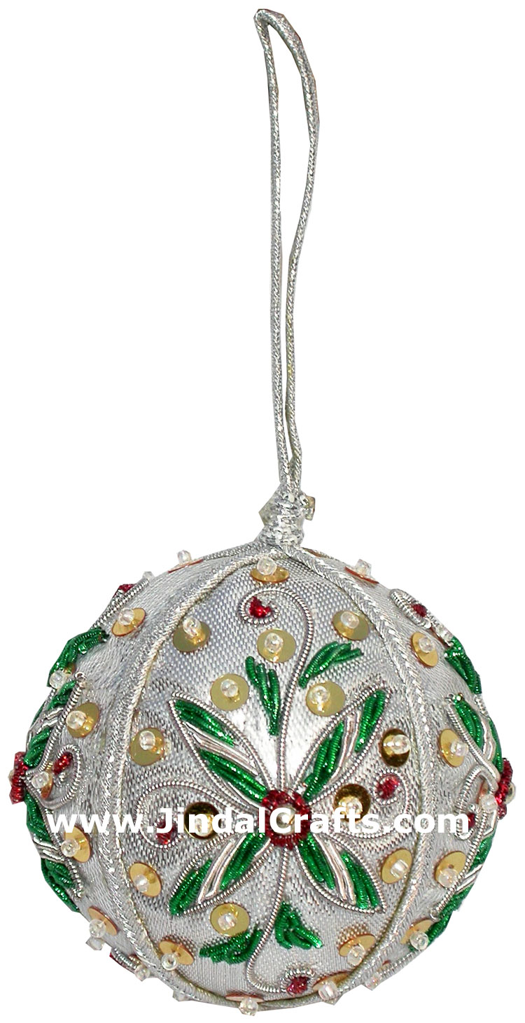 Hand Embroidered Zari Christmas Hangings Ornament India