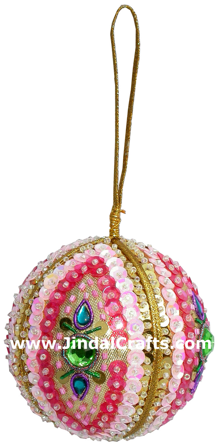 Hand Embroidered Zari Christmas Hangings Ornament India