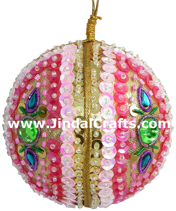 Hand Embroidered Zari Christmas Hangings Ornament India
