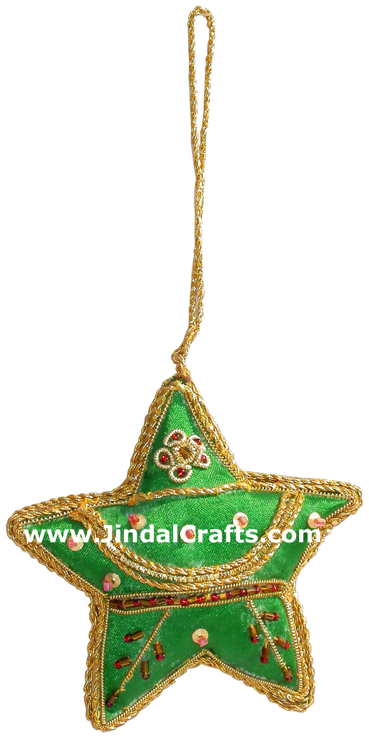 Beaded Ornaments Hand Embroidered Xmas Holiday Gift Art