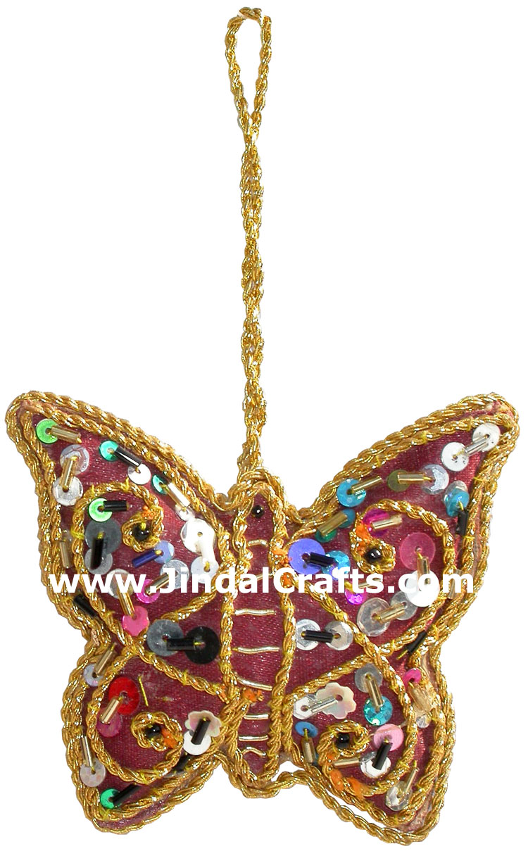 Beaded Ornaments Hand Embroidered Xmas Holiday Gift Art