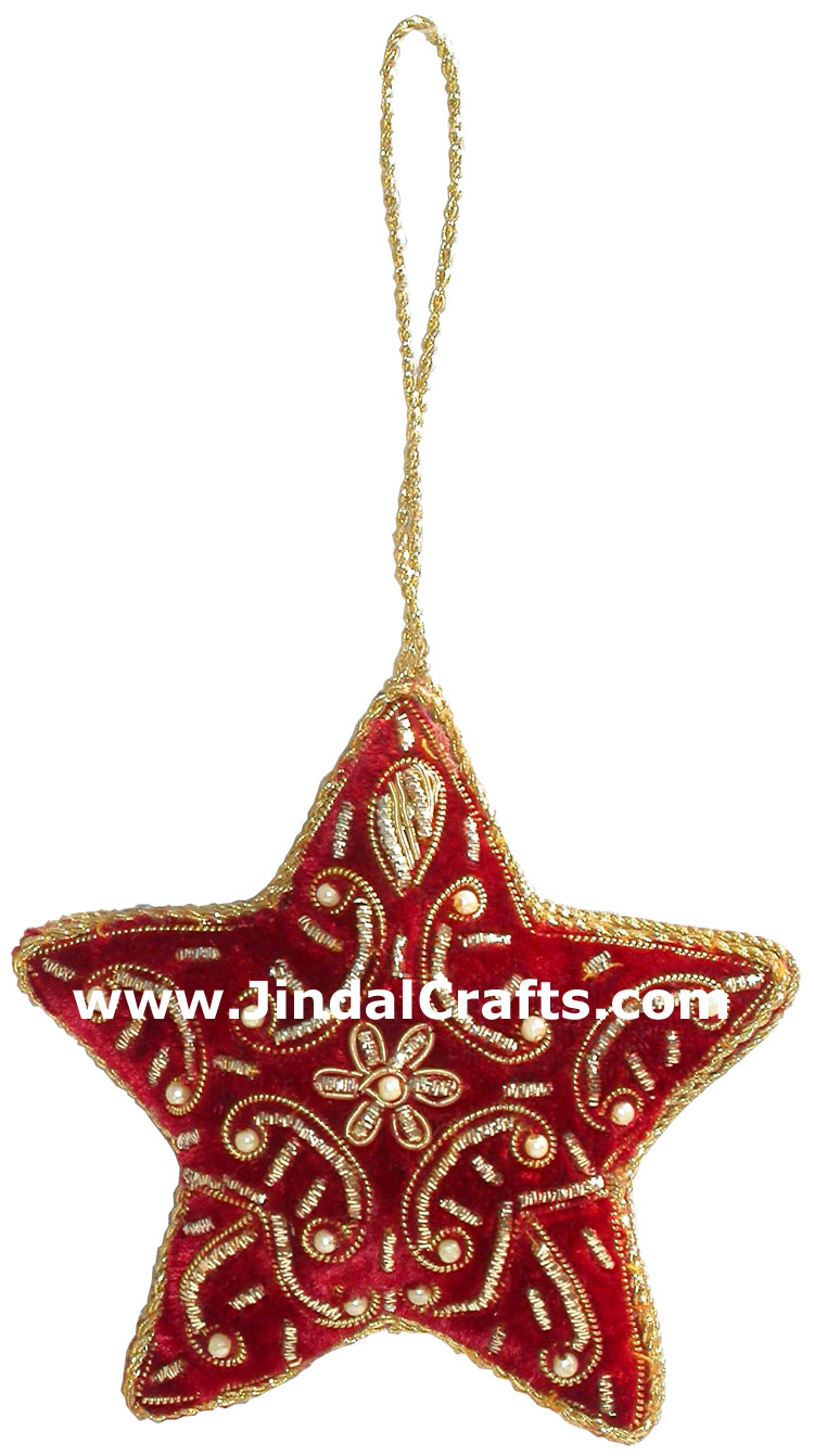 Beaded Ornaments Hand Embroidered Xmas Holiday Gift Art