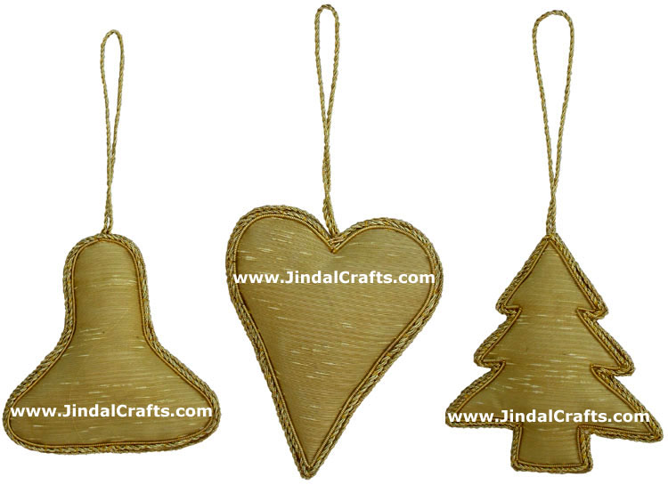 Set of Beaded Ornaments Hand Embroidered Xmas Holidays
