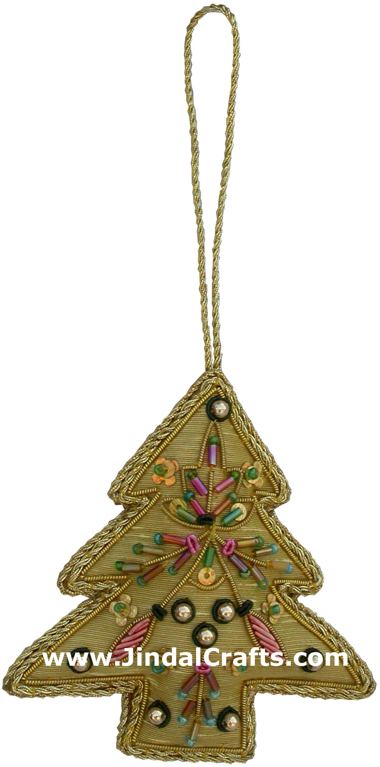 Set of Beaded Ornaments Hand Embroidered Xmas Holidays
