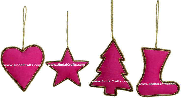 Set of Beaded Ornaments Hand Embroidered Xmas Holidays