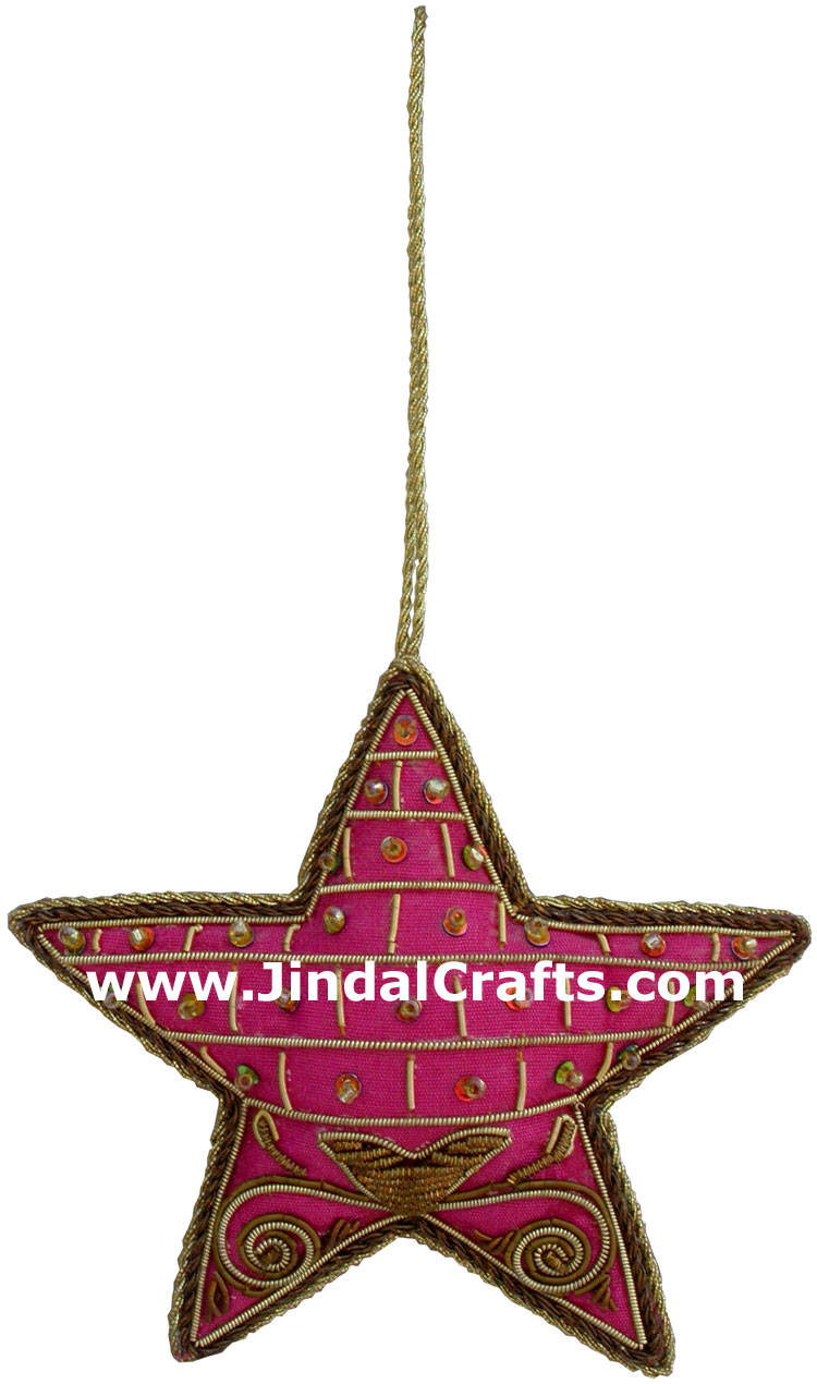 Set of Beaded Ornaments Hand Embroidered Xmas Holidays