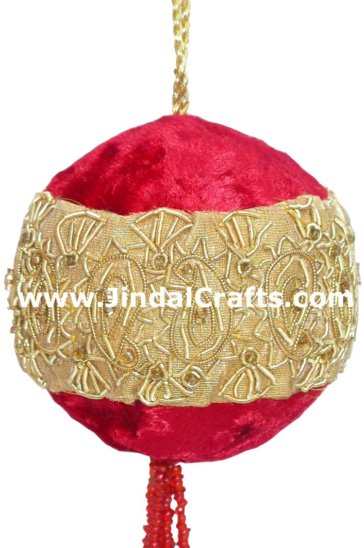 Beaded Ornaments Hand Embroidered Xmas Holiday Gift Art