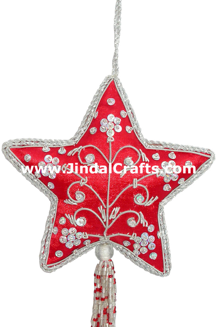 Beadwork Cotton Ornaments Christmas Handcrafted India