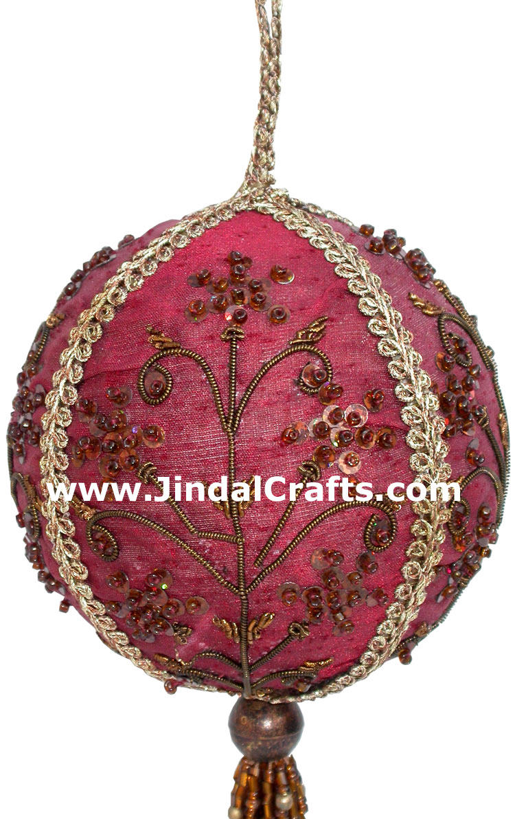 Beaded Ornaments Hand Embroidered Xmas Holiday Gift Art