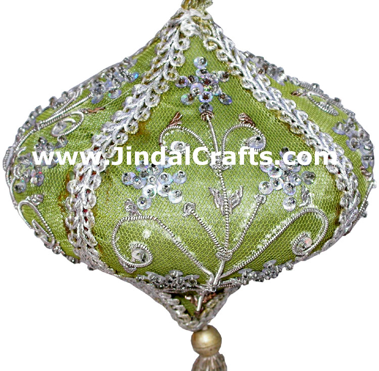 Beaded Ornaments Hand Embroidered Xmas Holiday Gift Art