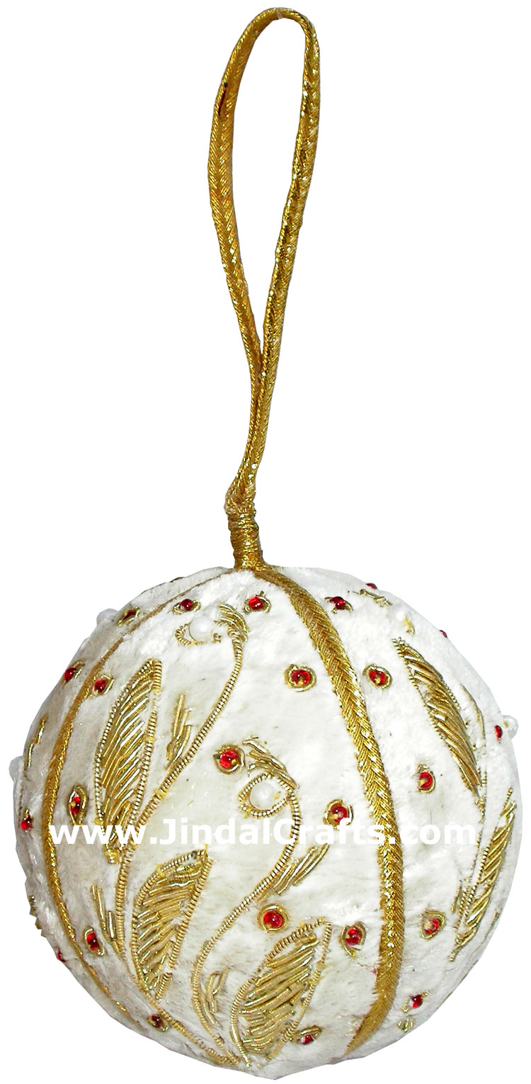 Beaded Ornaments Hand Embroidered Xmas Holiday Gift Art
