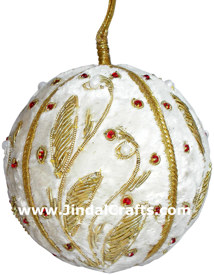 Beaded Ornaments Hand Embroidered Xmas Holiday Gift Art