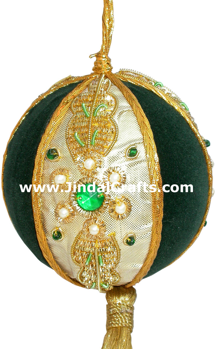 Beaded Ornaments Hand Embroidered Xmas Holiday Gift Art