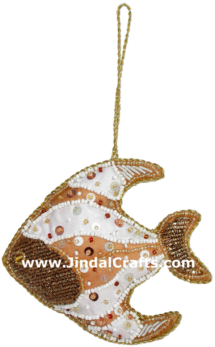 Beaded Ornaments Hand Embroidered Xmas Holiday Gift Art