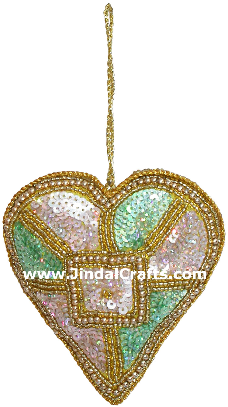 Beaded Ornaments Hand Embroidered Xmas Holiday Gift Art