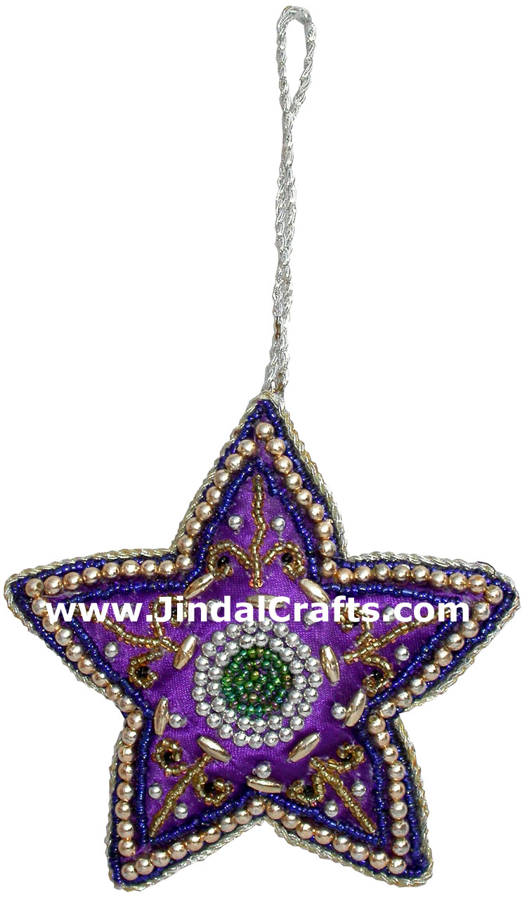 Beaded Ornaments Hand Embroidered Xmas Holiday Gift Art