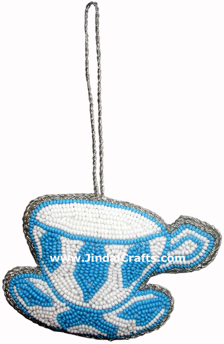 Hand Embroidered Beaded Zari Zardozi Christmas Ornaments Holiday Decoration Art