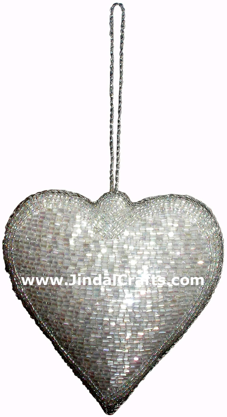Hand Embroidered Beaded Zari Zardozi Christmas Ornaments Holiday Decoration Art