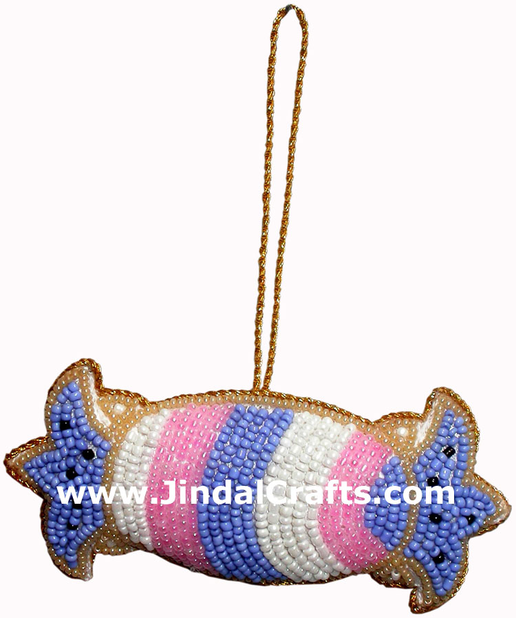 Hand Embroidered Beaded Zari Zardozi Christmas Ornaments Holiday Decoration Art