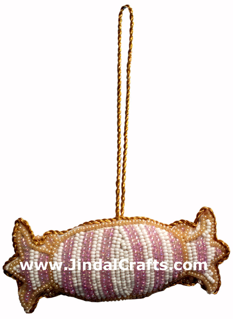 Hand Embroidered Beaded Zari Zardozi Christmas Ornaments Holiday Decoration Art