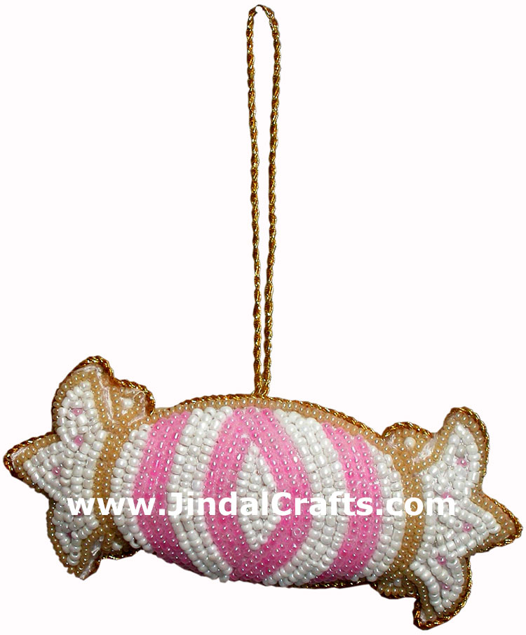 Hand Embroidered Beaded Zari Zardozi Christmas Ornaments Holiday Decoration Art
