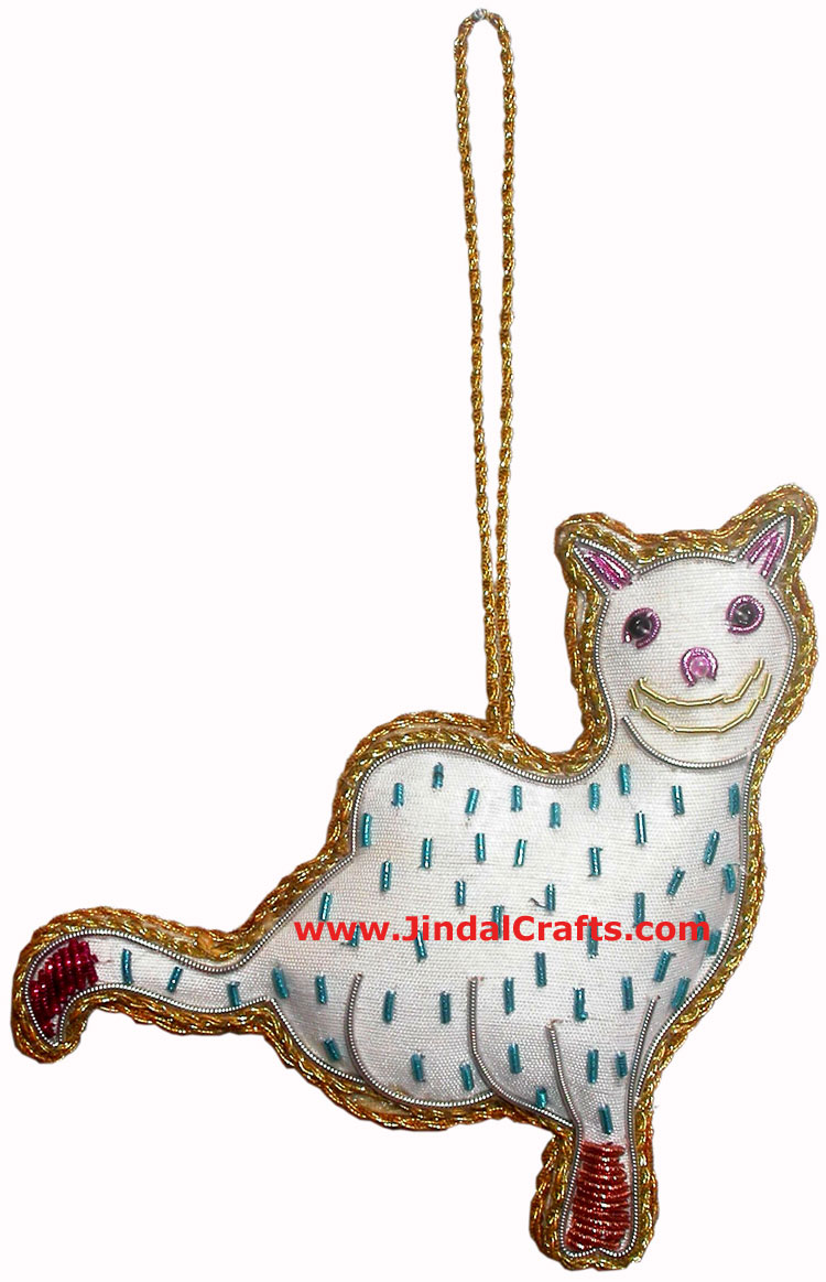 Hand Embroidered Beaded Zari Zardozi Christmas Ornaments Holiday Decoration Art