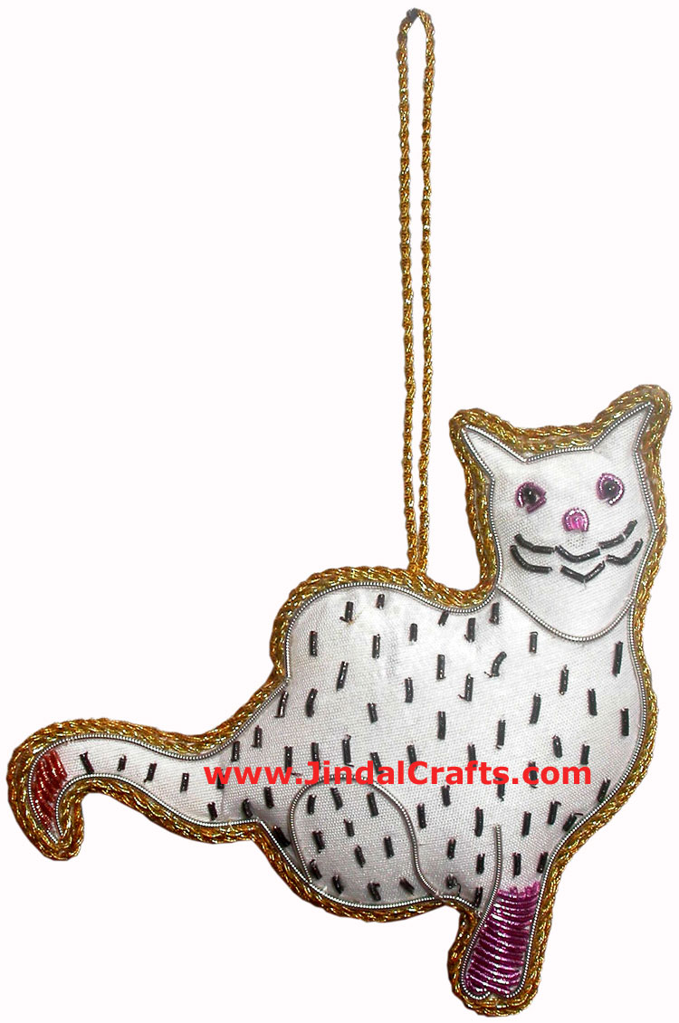 Hand Embroidered Beaded Zari Zardozi Christmas Ornaments Holiday Decoration Art