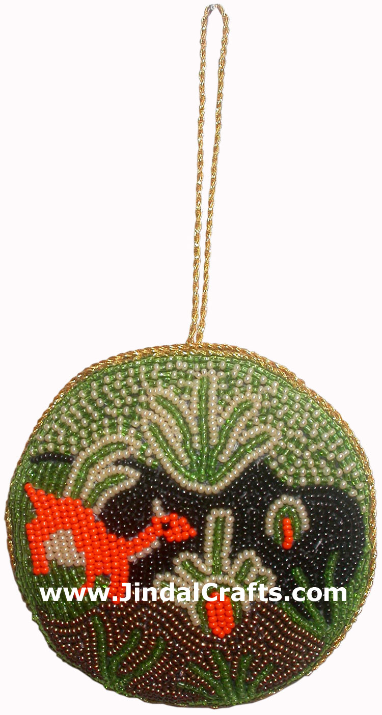 Hand Embroidered Beaded Zari Zardozi Christmas Ornaments Holiday Decoration Art