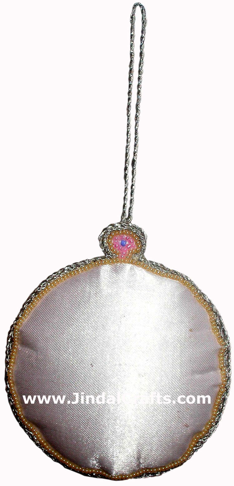 Hand Embroidered Beaded Zari Zardozi Christmas Ornaments Holiday Decoration Art