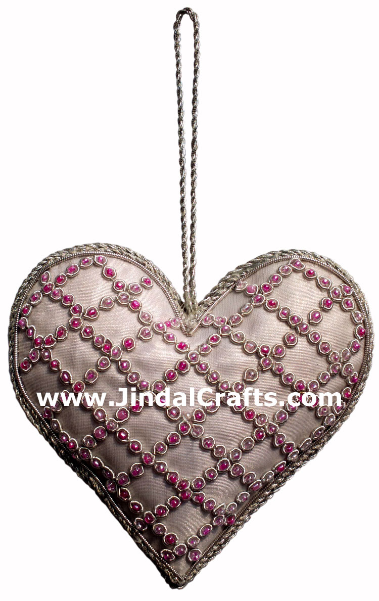 Hand Embroidered Beaded Zari Zardozi Christmas Ornaments Holiday Decoration Art