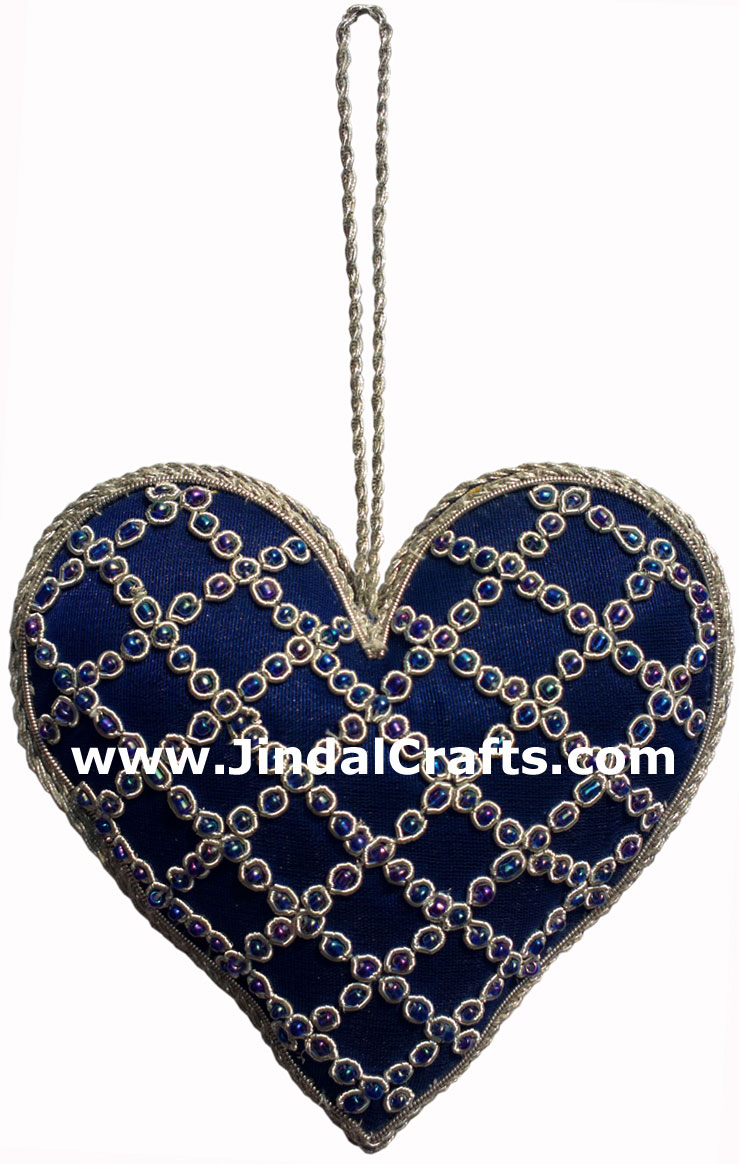 Hand Embroidered Beaded Zari Zardozi Christmas Ornaments Holiday Decoration Art