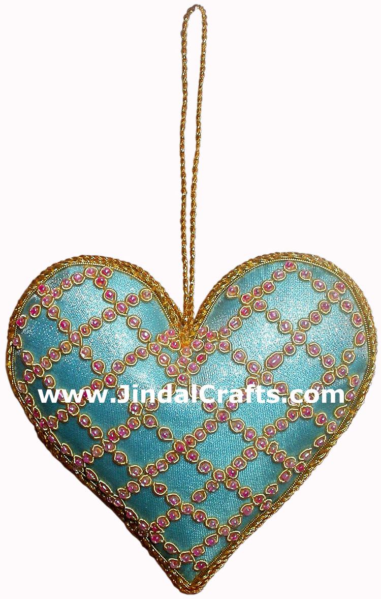 Hand Embroidered Beaded Zari Zardozi Christmas Ornaments Holiday Decoration Art