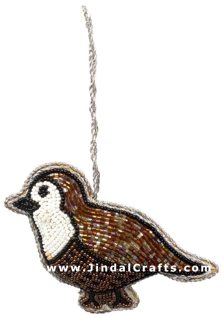 Handmade Embroidered Beaded Hanging Christmas Xmas Ornaments Sparrow India Craft