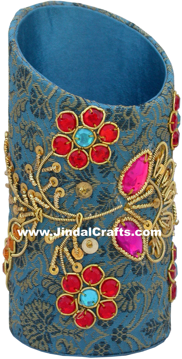 Colourful Hand Embroidered Designer Pen Holder India Unique Gift Souvenirs