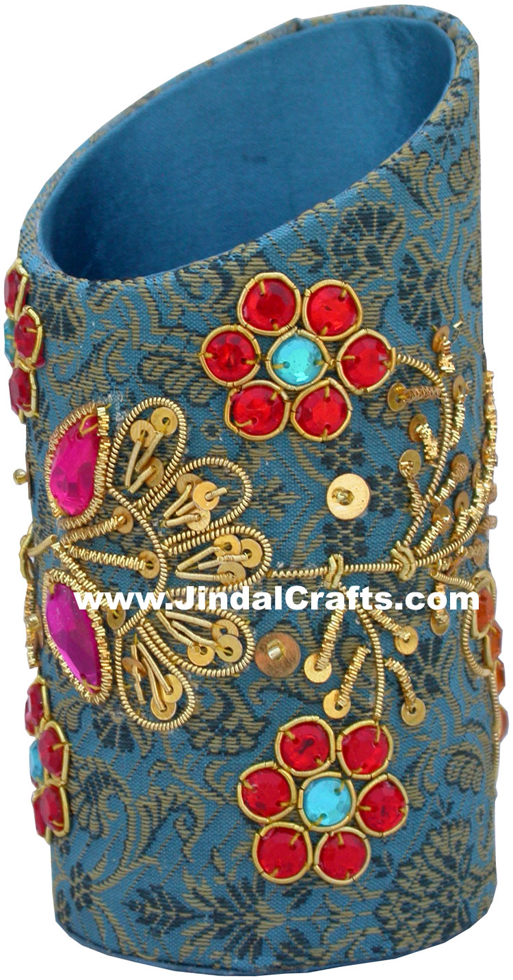 Colourful Hand Embroidered Designer Pen Holder India Unique Gift Souvenirs