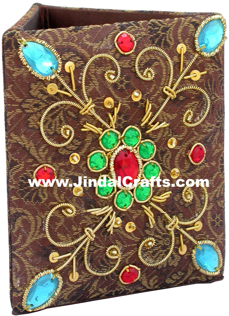 Colourful Hand Embroidered Designer Bead Pen Holder India Unique Gifts Souvenir