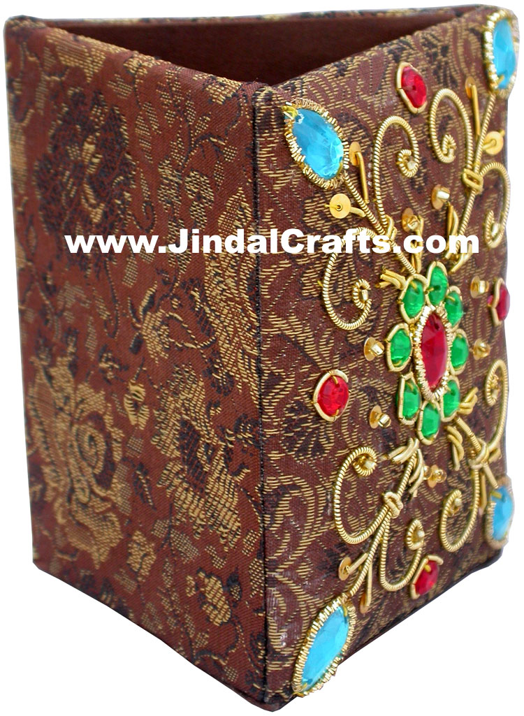 Colourful Hand Embroidered Designer Bead Pen Holder India Unique Gifts Souvenir