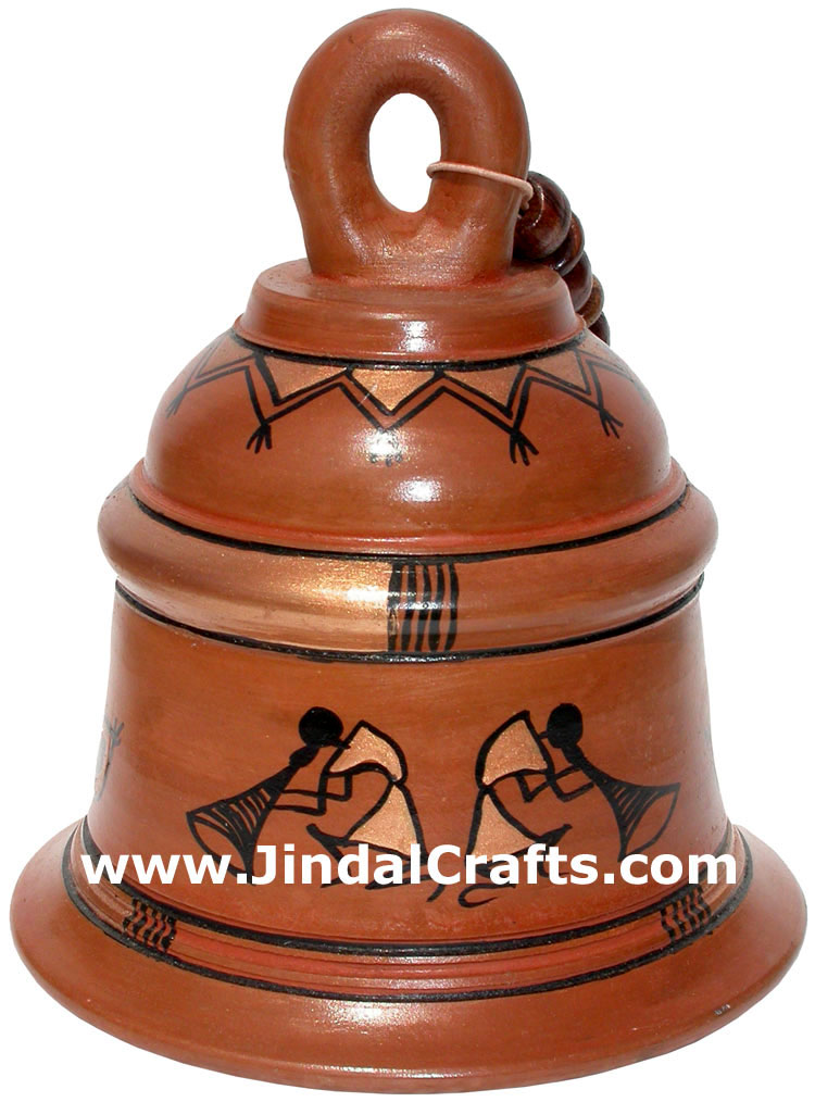 Terracotta Bell - Hand made Warli Painting Traditional