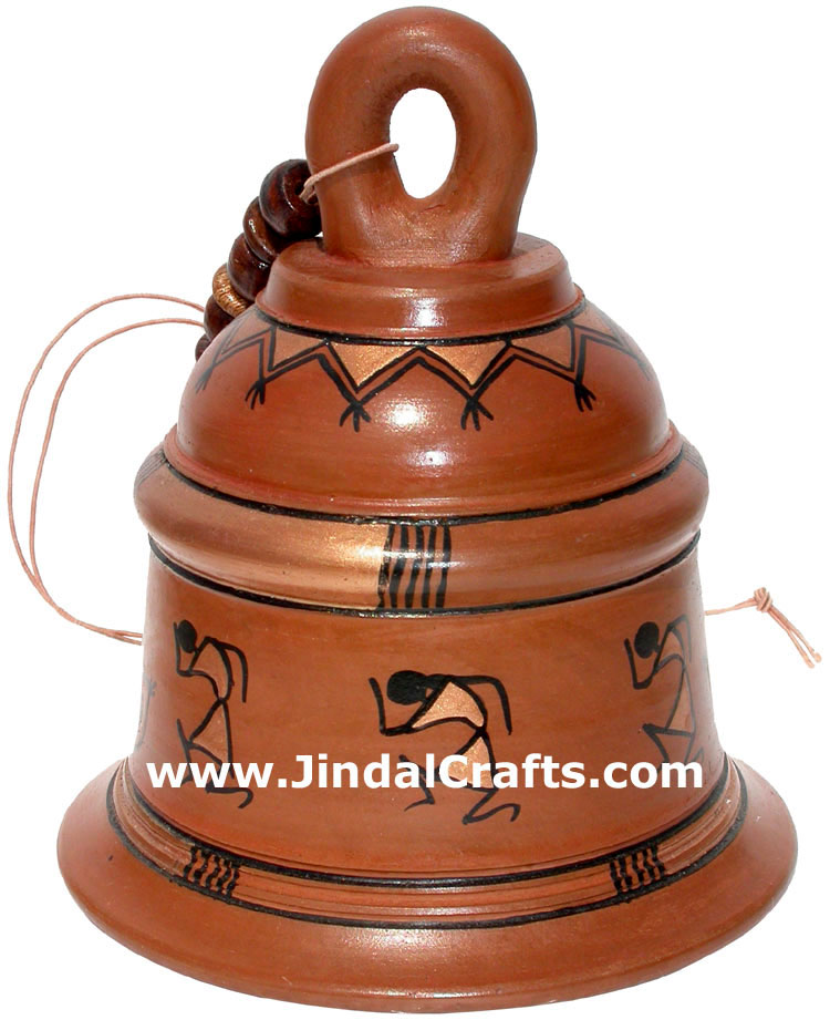 Terracotta Bell - Hand made Warli Painting Traditional
