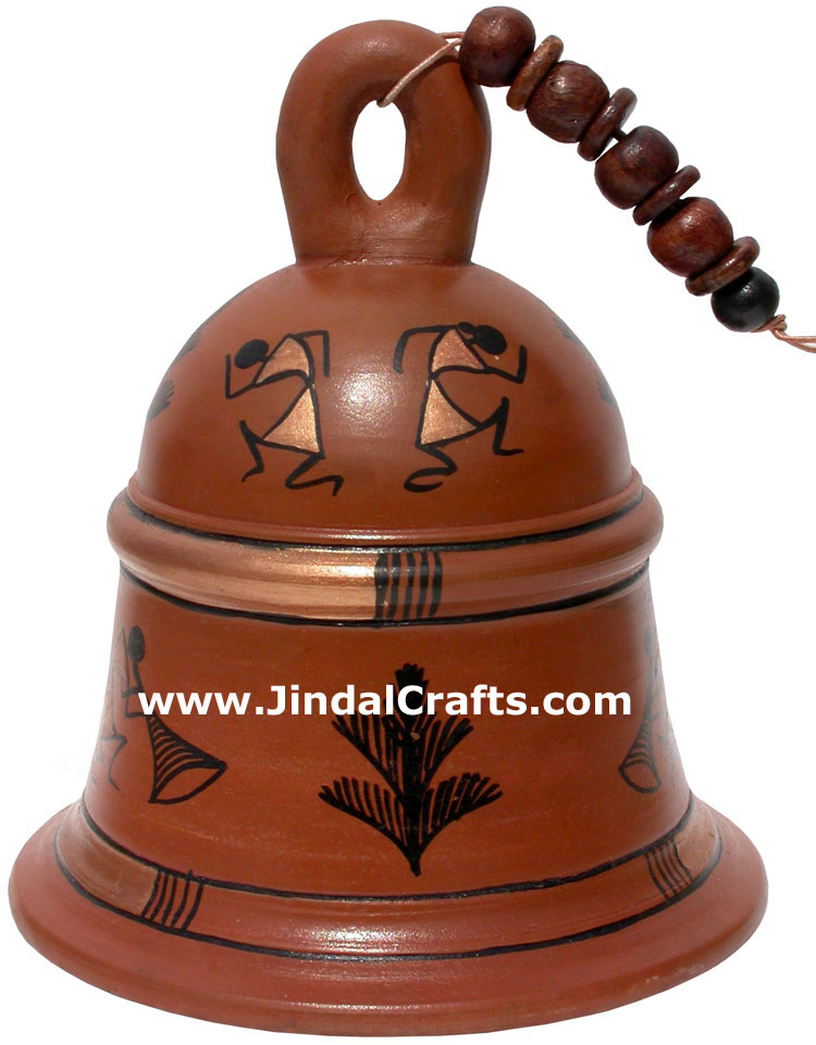 Terracotta Bell - Hand made Warli Painting Traditional