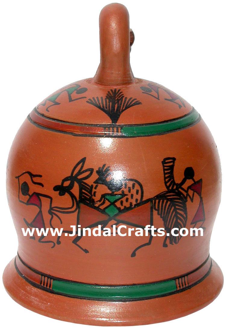 Terracotta Bell - Hand made Warli Painting Traditional